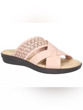 Comfort Wave by easy street Blush Pink Laser-Cut Slide Sandals 7W NEW